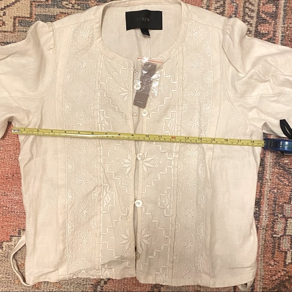 J. Crew ivory embroidered linen cropped jacket - Picture 8 of 11